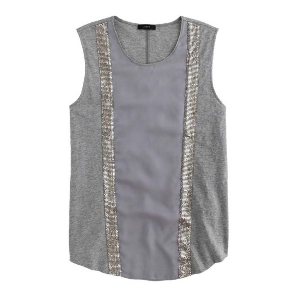 J. Crew Silver Chainmail Striped Tank Top
